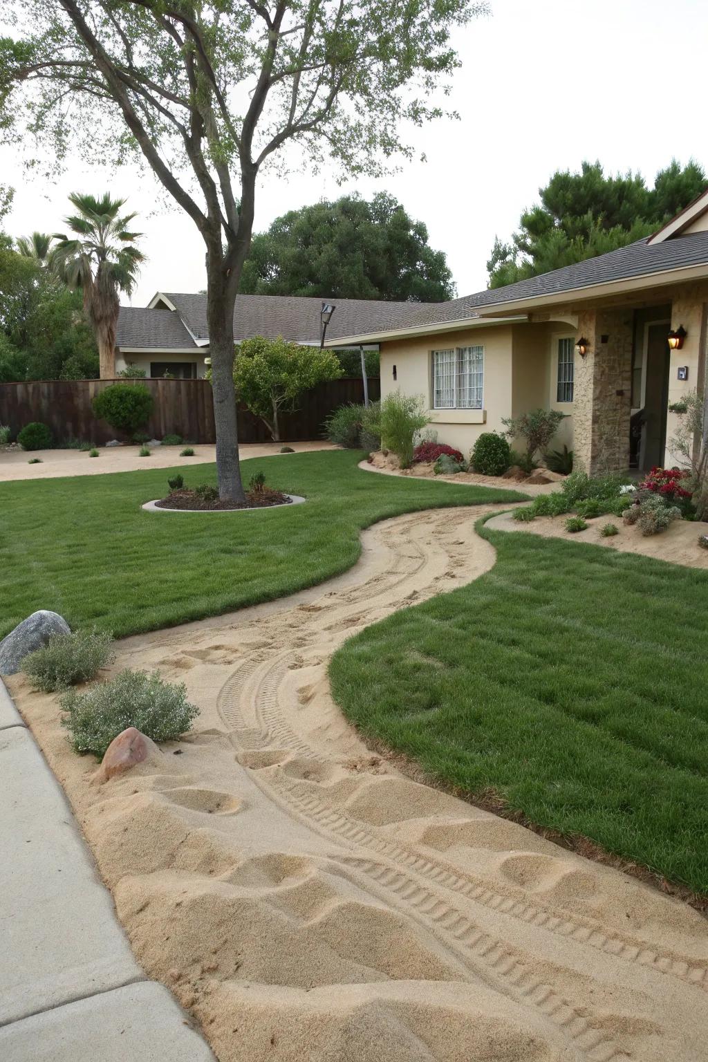 Enhance curb appeal with unique sand designs.