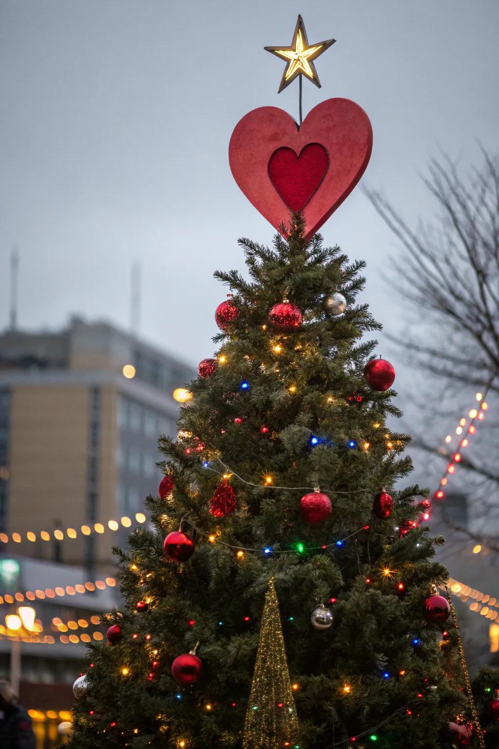 Cap off your tree with a heart-themed pinnacle for a romantic proclamation.