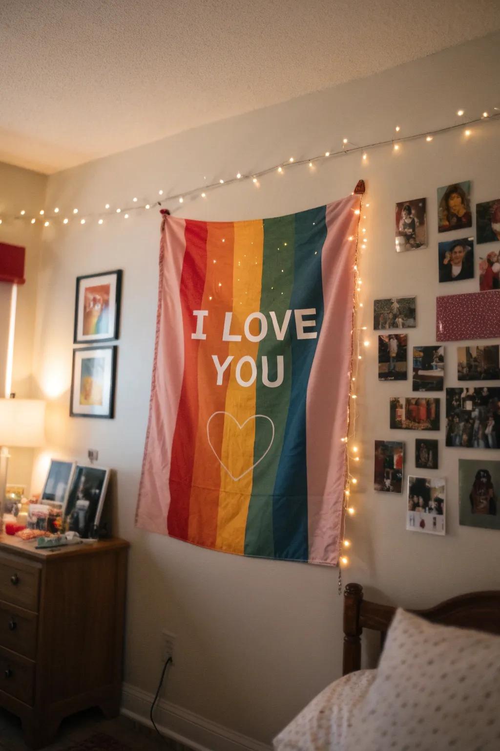A love banner adds a personal touch to your Valentine’s decor.
