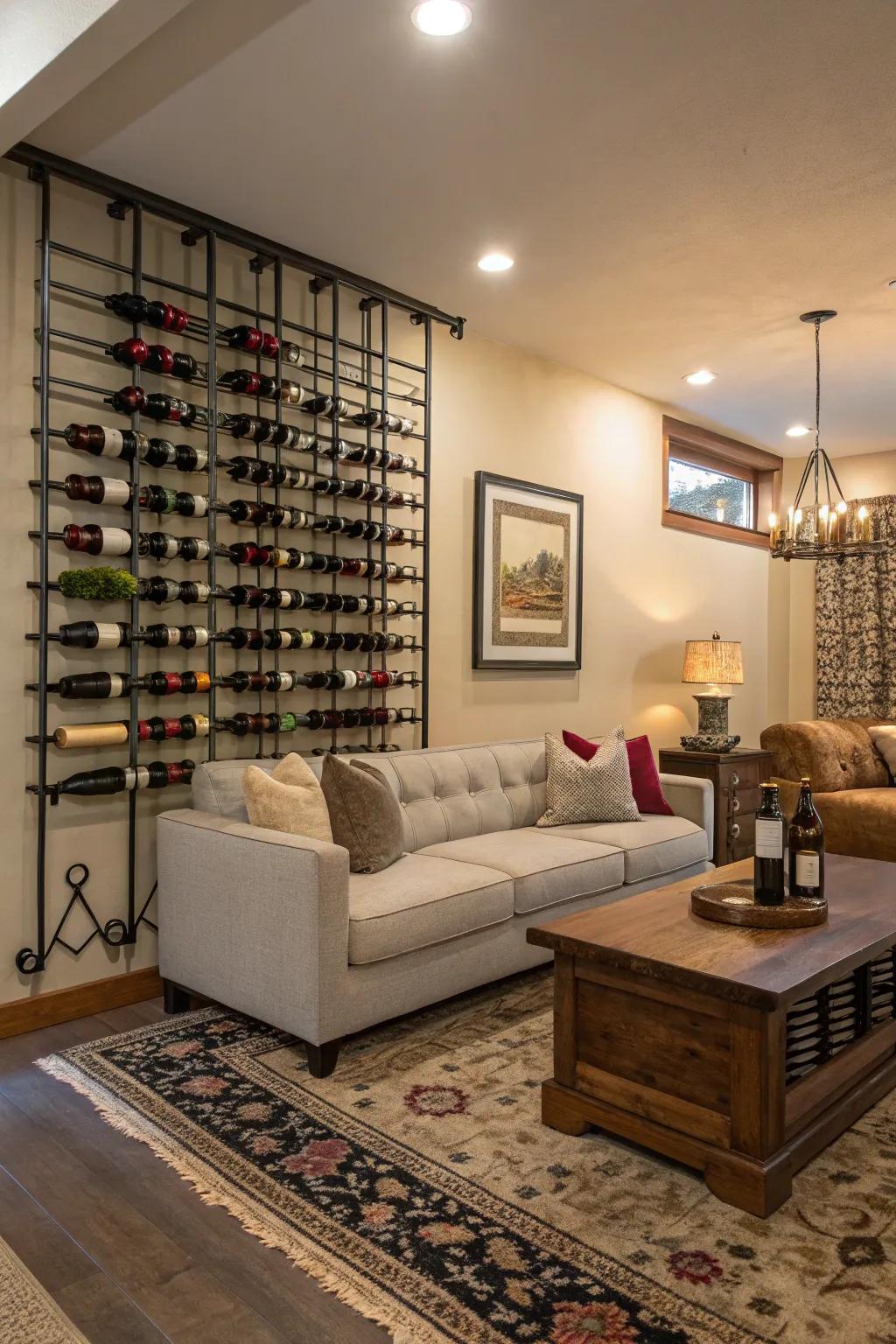 Design your wine rack as the lounge's core element.