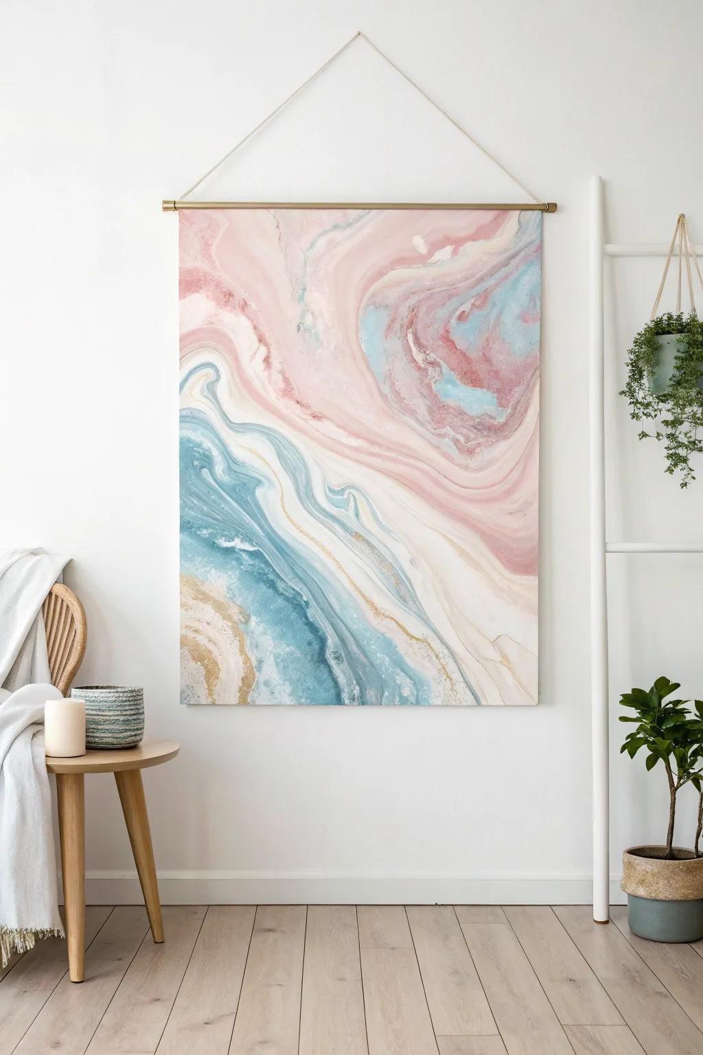 Transfigure your domain through the placid elegance embodied within marbled wall art. A subtle infusion of refinement and artisanal workmanship, destined for your abode.