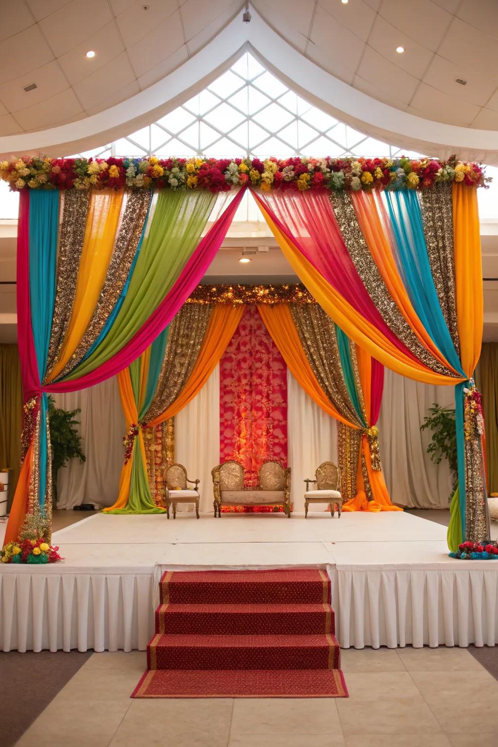 Emphasize your wedding's palette with radiant drapery scenes.