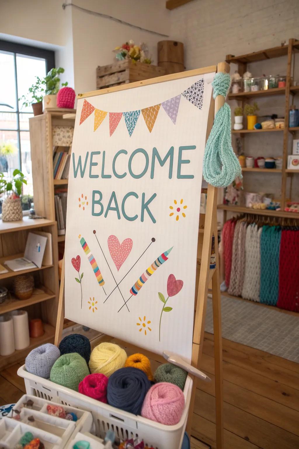 Handmade elements append a personal imprint to a craft area poster.