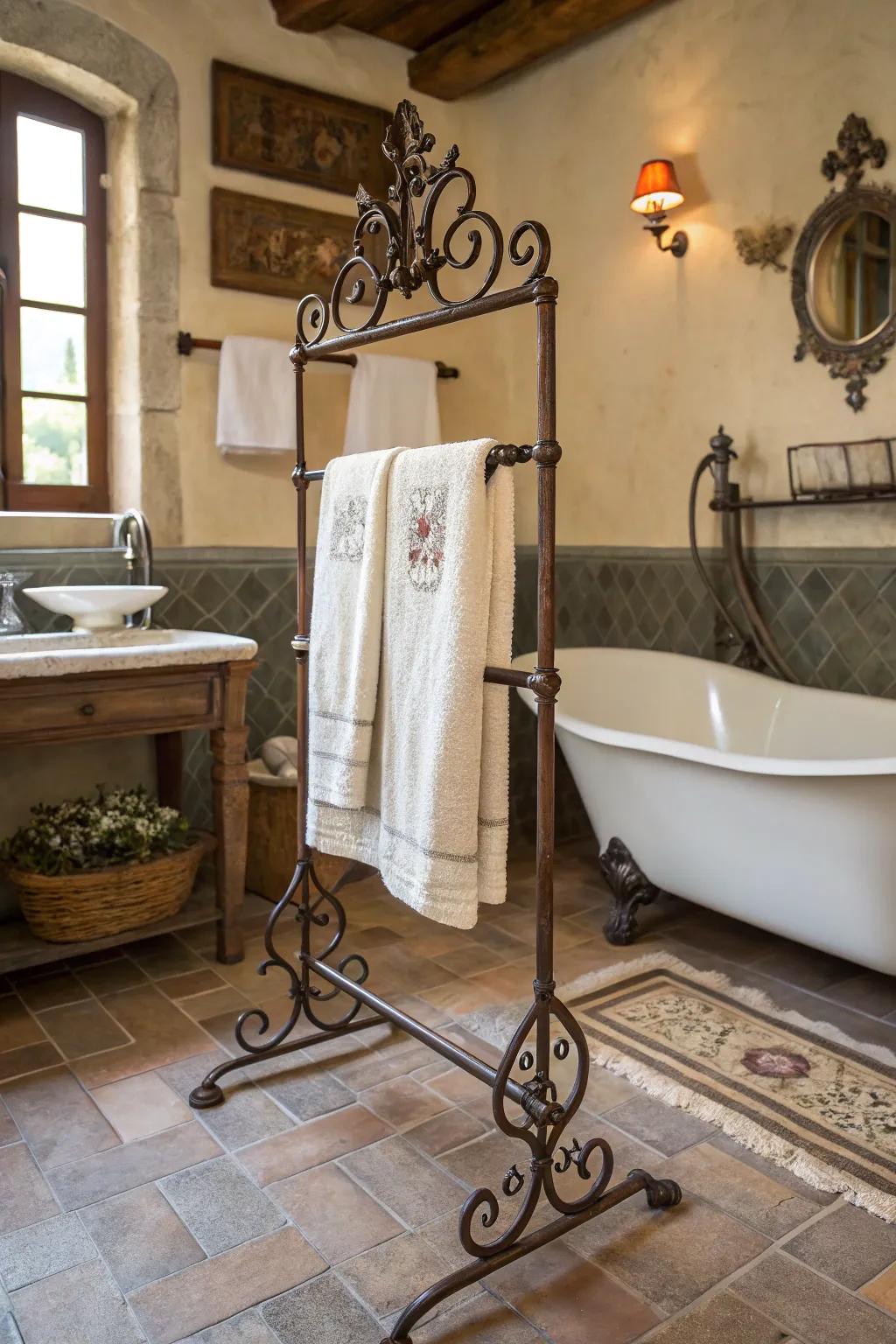 Metal hardware imparts an authentic countryside accent.