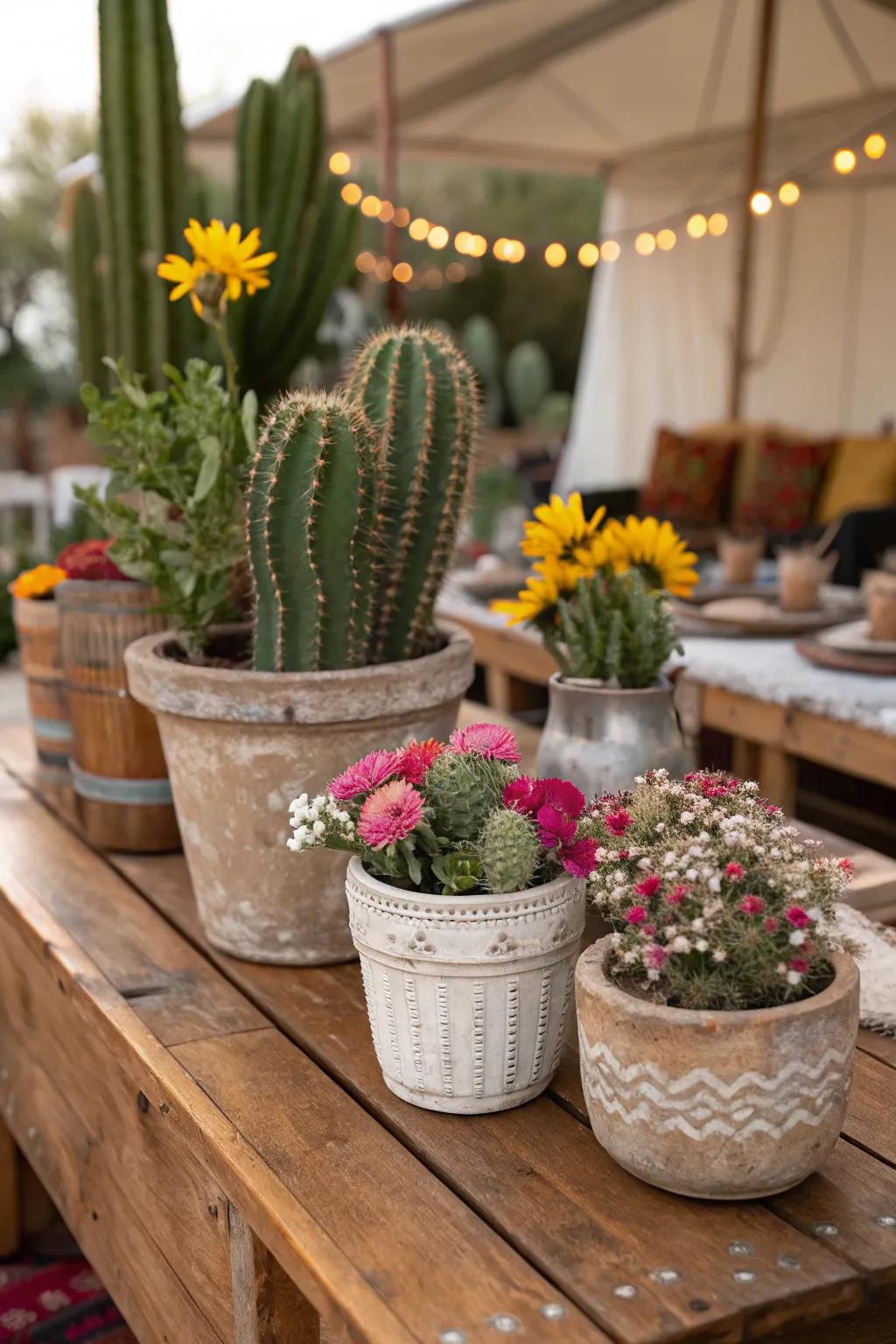 Succulents and untamed blooms transport the desert's splendor indoors.