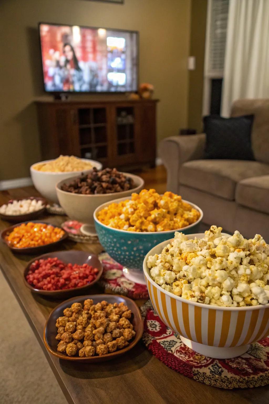 Gourmet popcorn offers a fun, flavorful surprise.