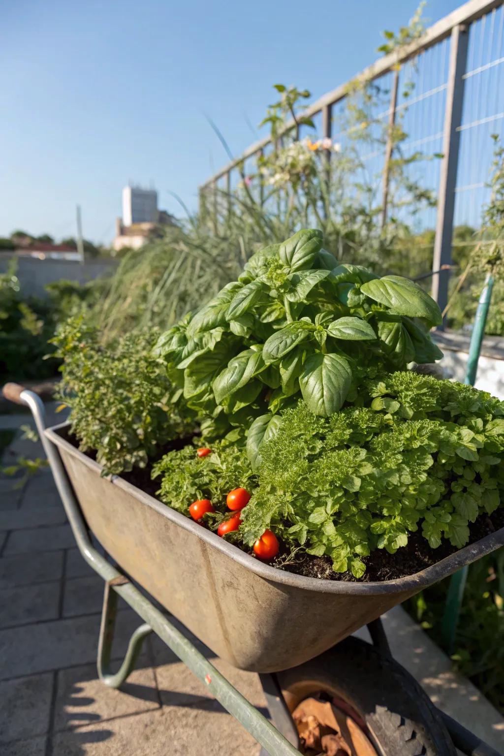 Cultivate your own edibles in an appealing wheelbarrow garden.