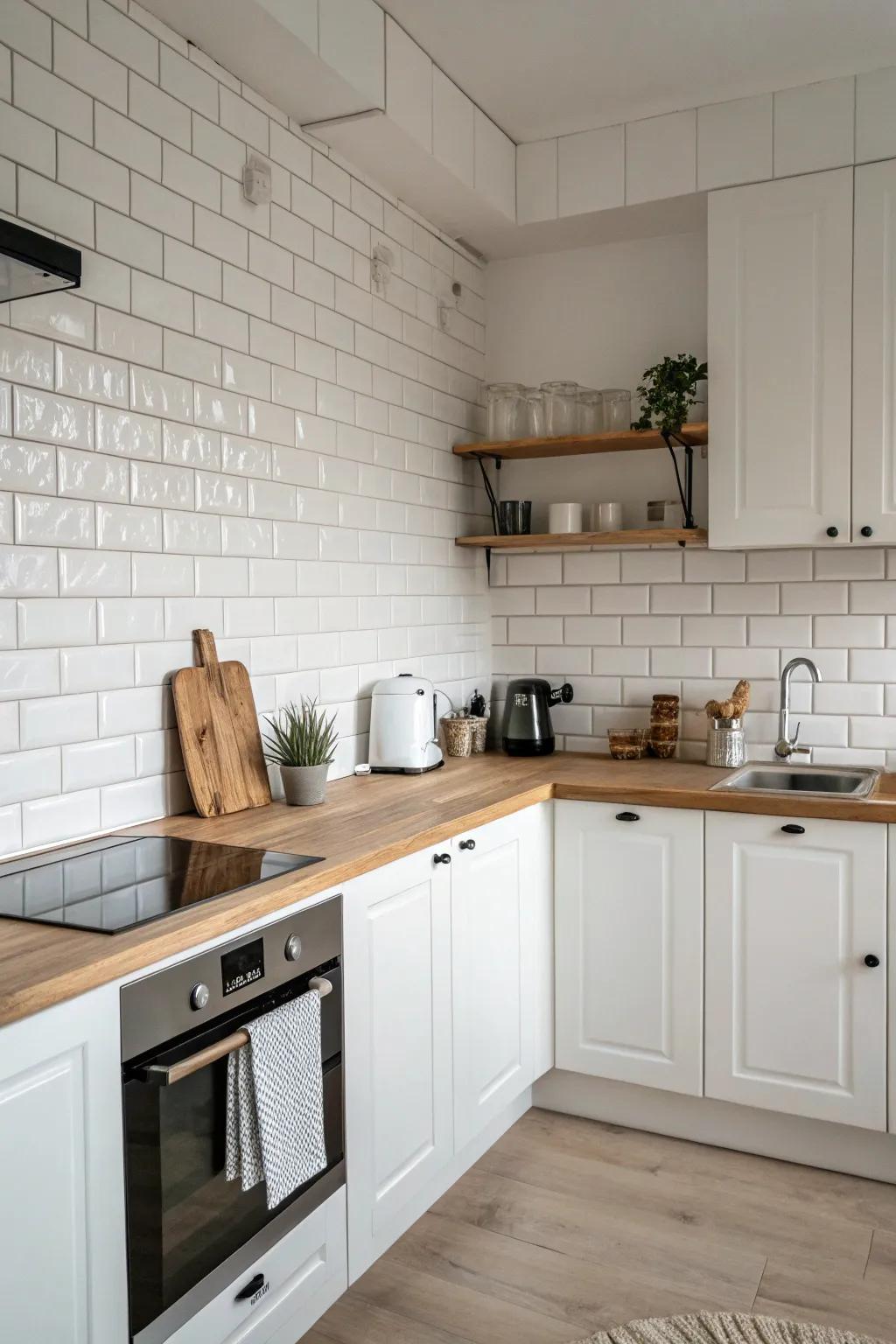 An understated layout featuring a tidy ivory backsplash.