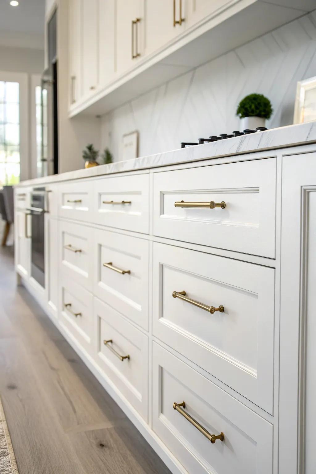 Integrated handles for a smooth and modern cooking area layout.