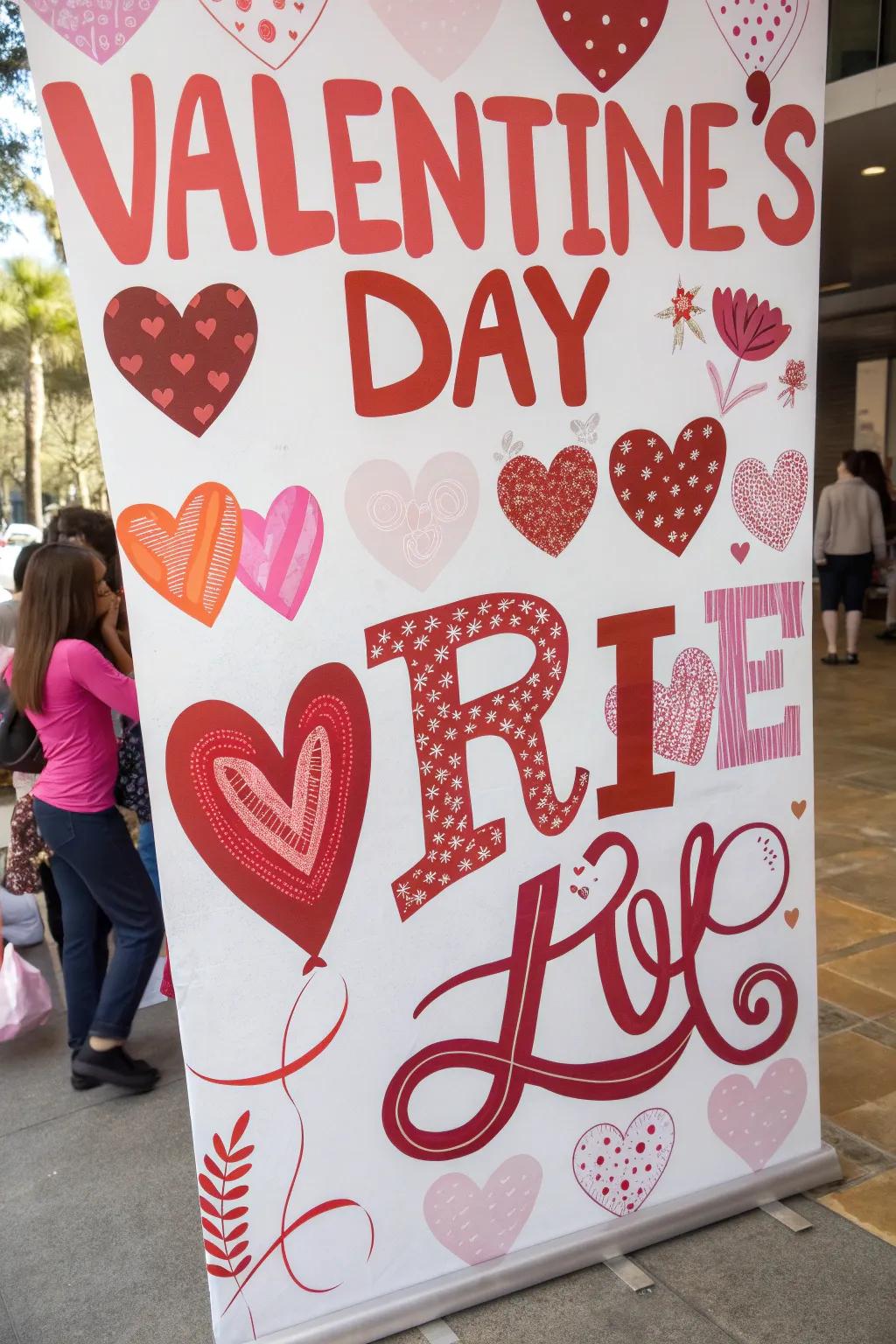 A bold Valentine's poster utilizing vibrant fonts, ideal for seizing consideration.