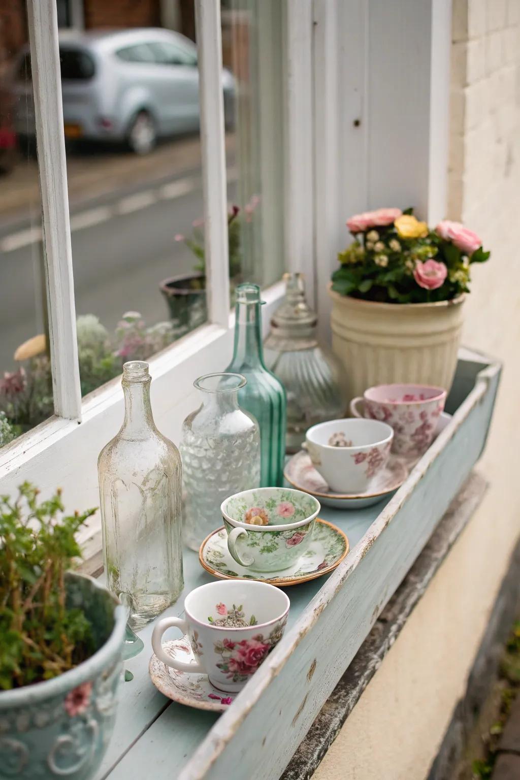 Vintage collectibles lend charm and character to your window box