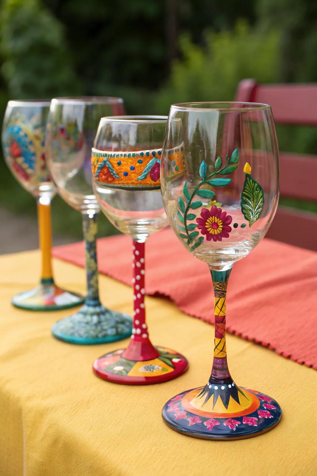Vibrant bases introducing a playful element to your glassware selection.