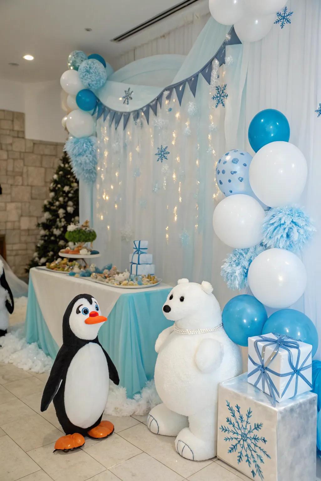 A delightful sea bird and white bear-themed baby shower.