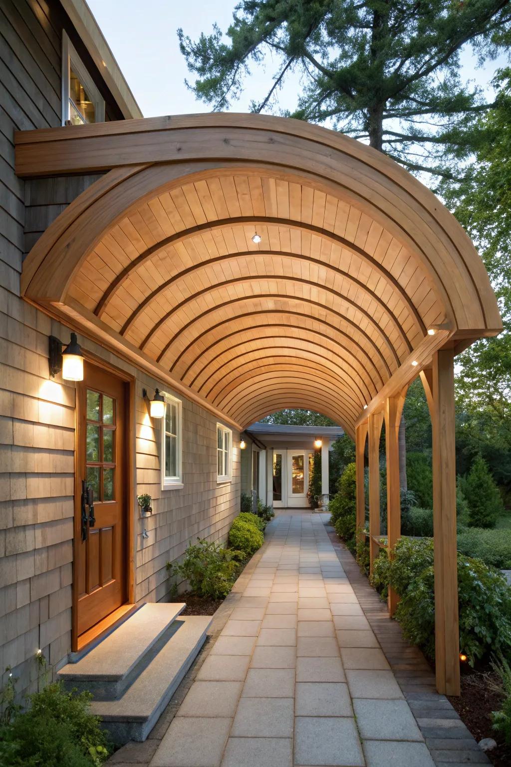 A curvilinear shelter introduces an artistic flourish.