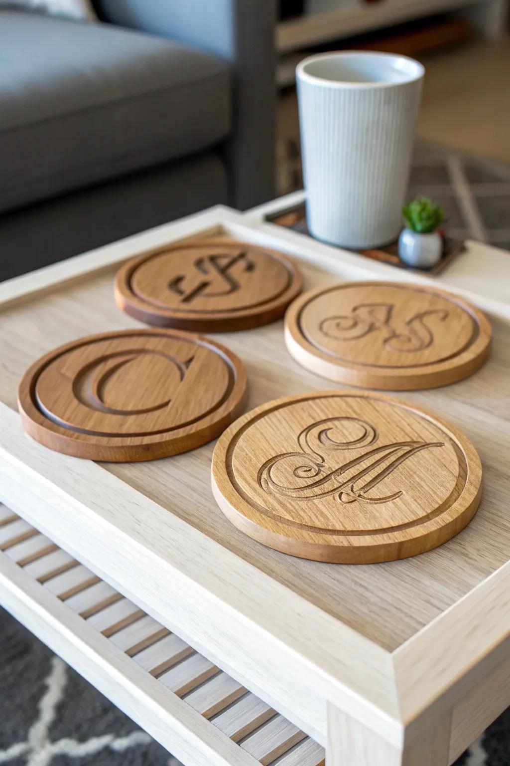 Bespoke wooden coasters that infuse a personal nuance into entertaining.