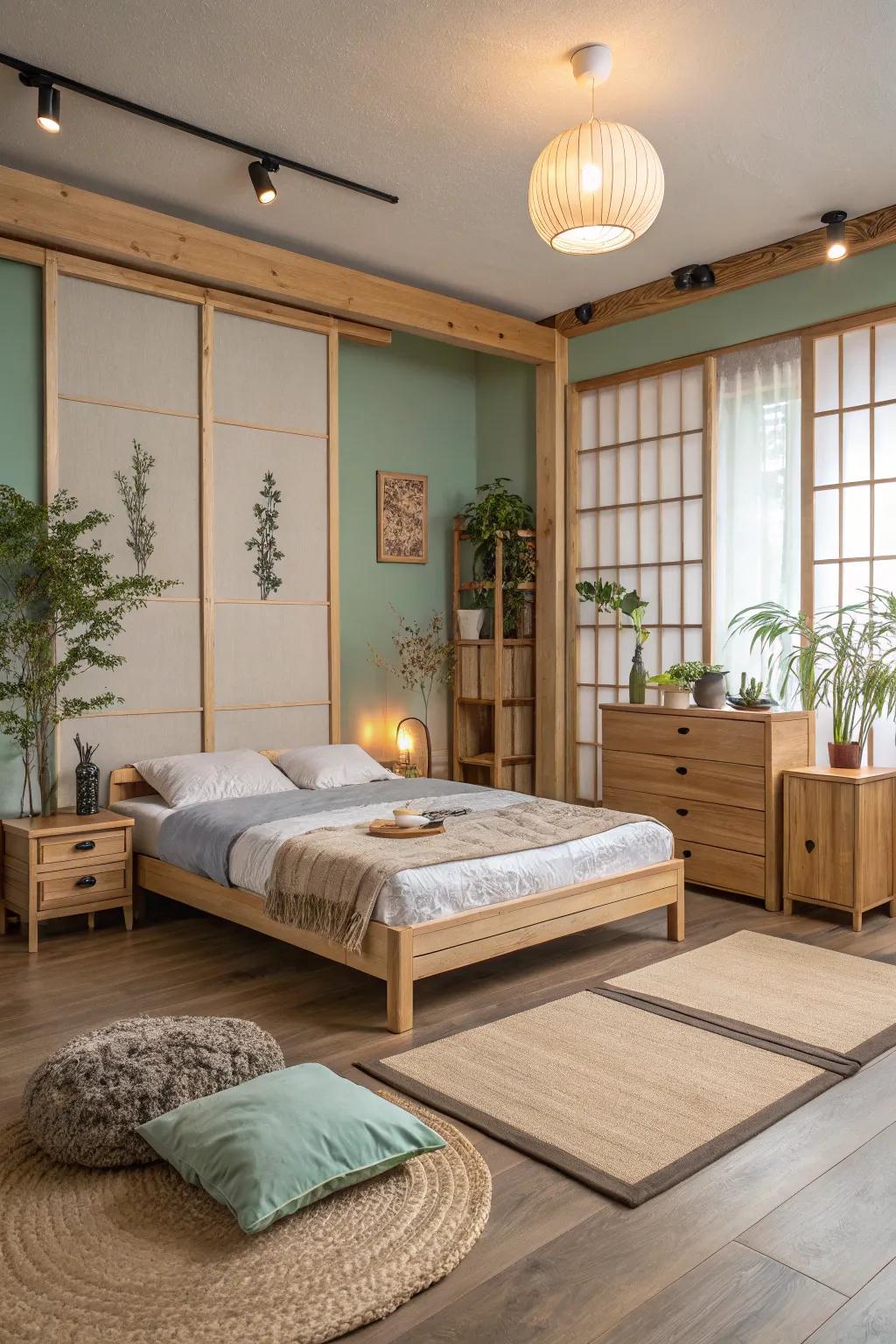 Pale timber nuances fill the space with natural comfort.