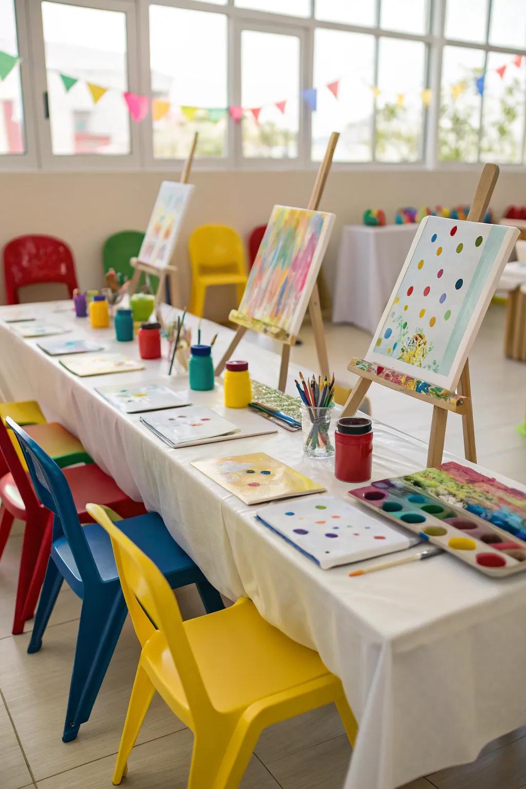 An artistic palette soiree arrangement for unleashing ingenuity.