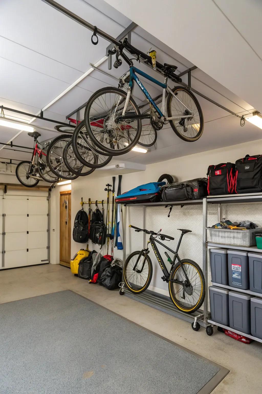 Elevated storage maximizes area for larger items.