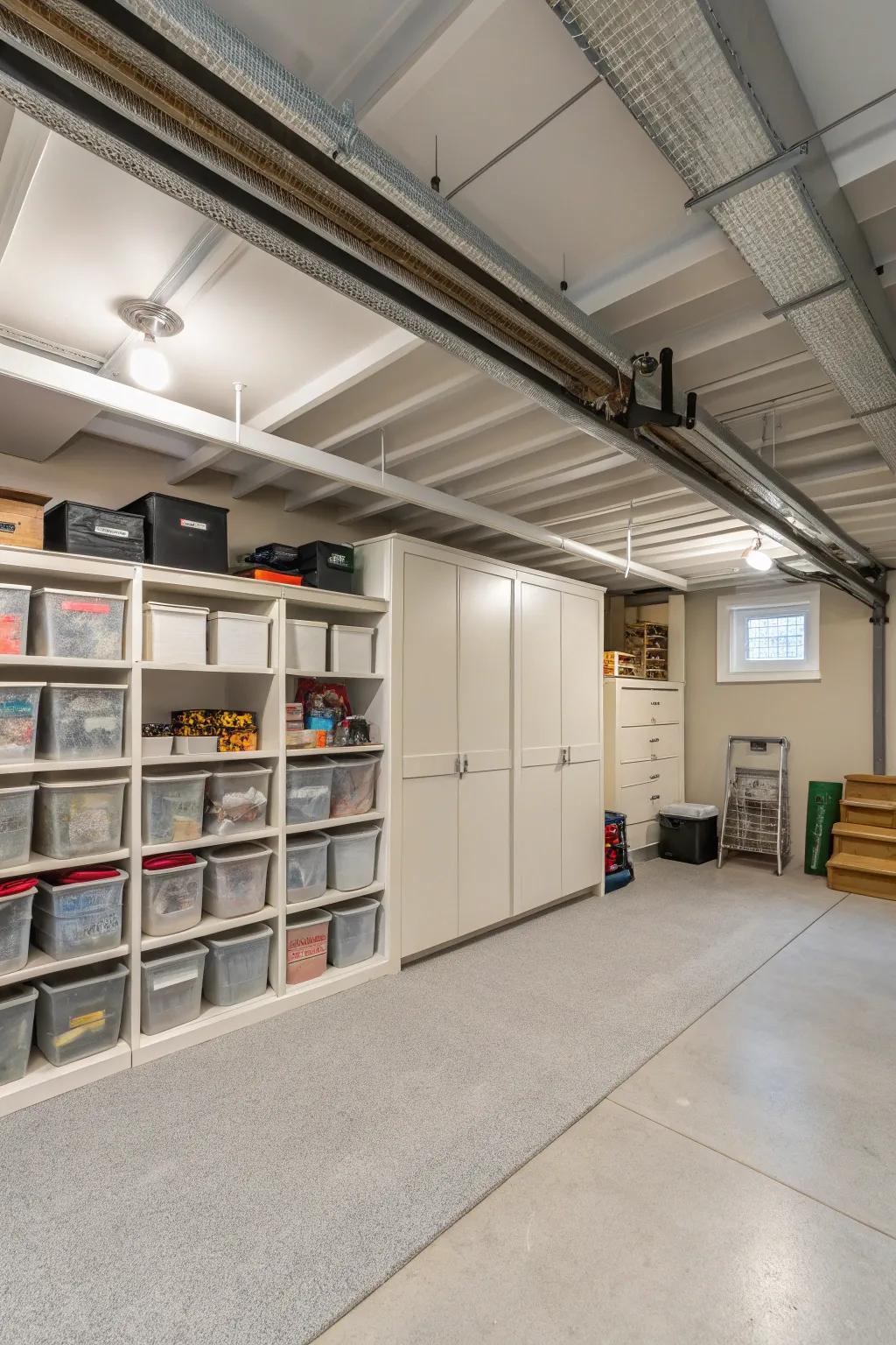 Integrated storage keeps an open and organized space.