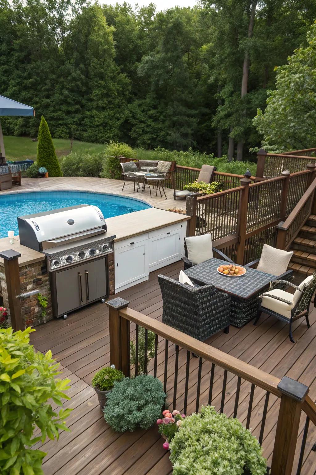 Bring the celebration to your pool deck with integrated entertainment features.