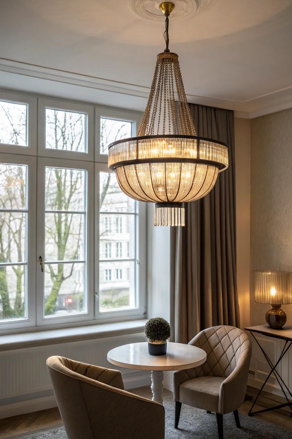 Pendant lighting injects both grace and brightness.