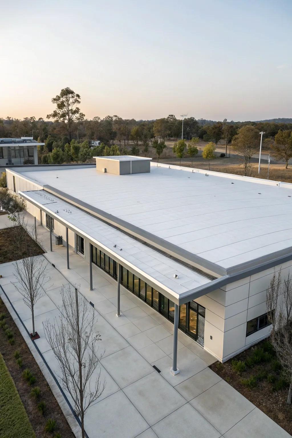 Simple and effective, single-layer roofing complements contemporary layouts.