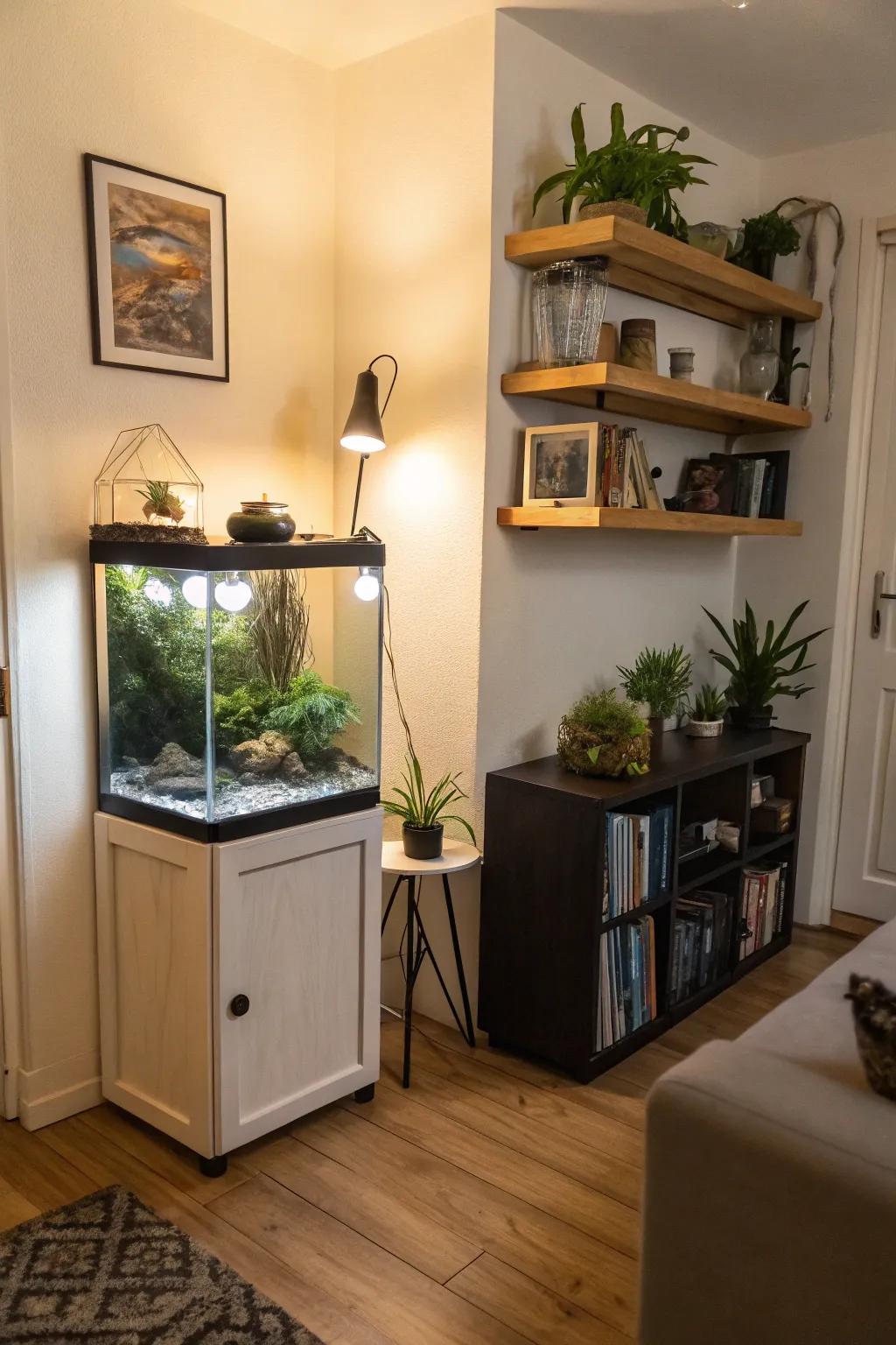 A corner stand is ideal for maximizing space.