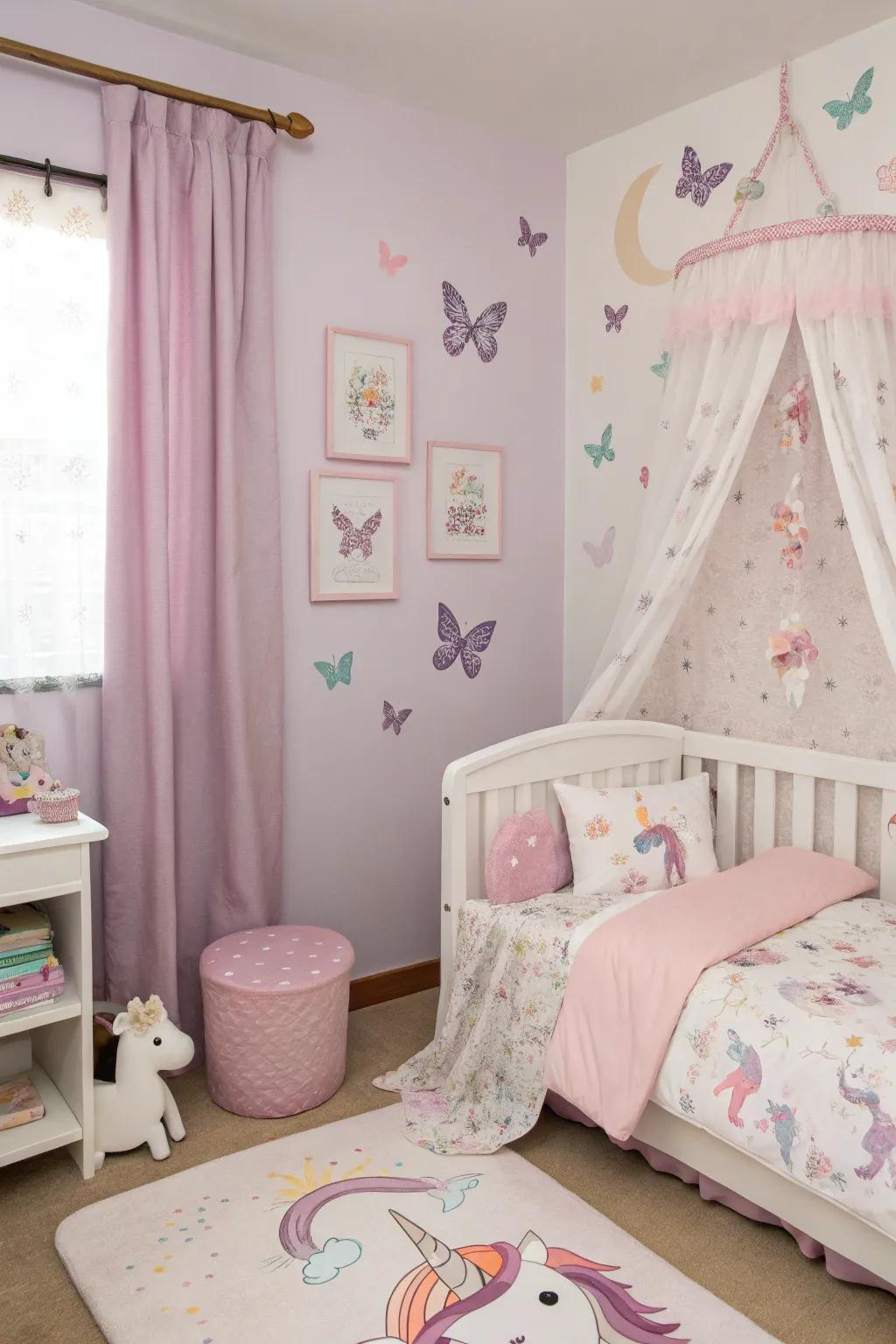 Motif centered decor introduces personality and charm to the chamber.