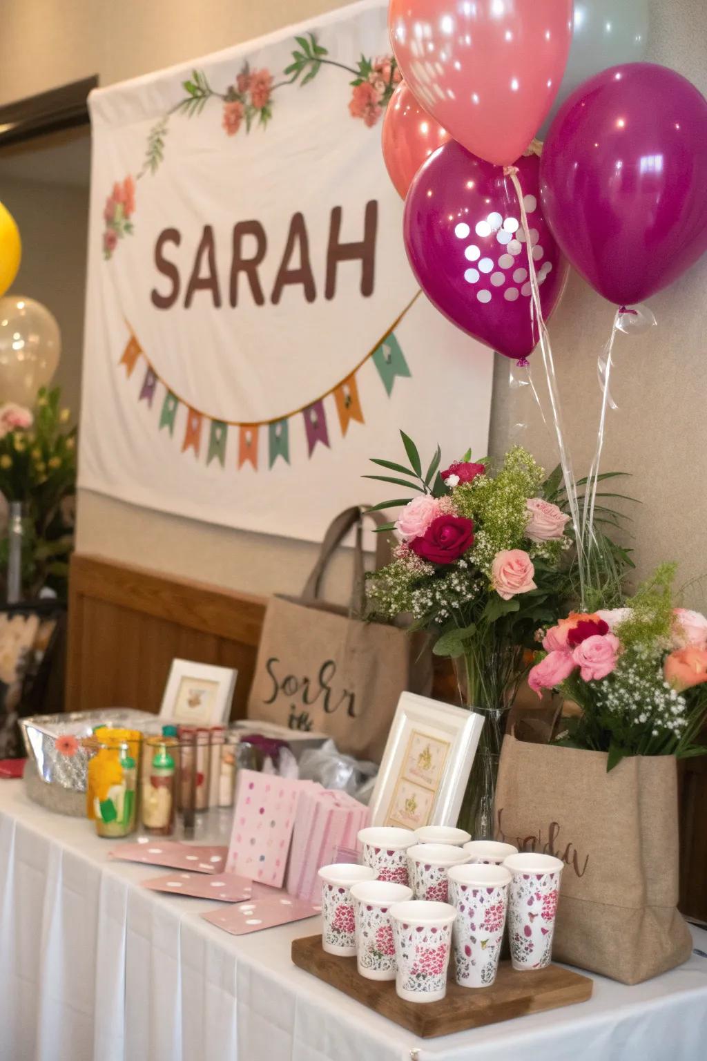 Bespoke details personalize the party.