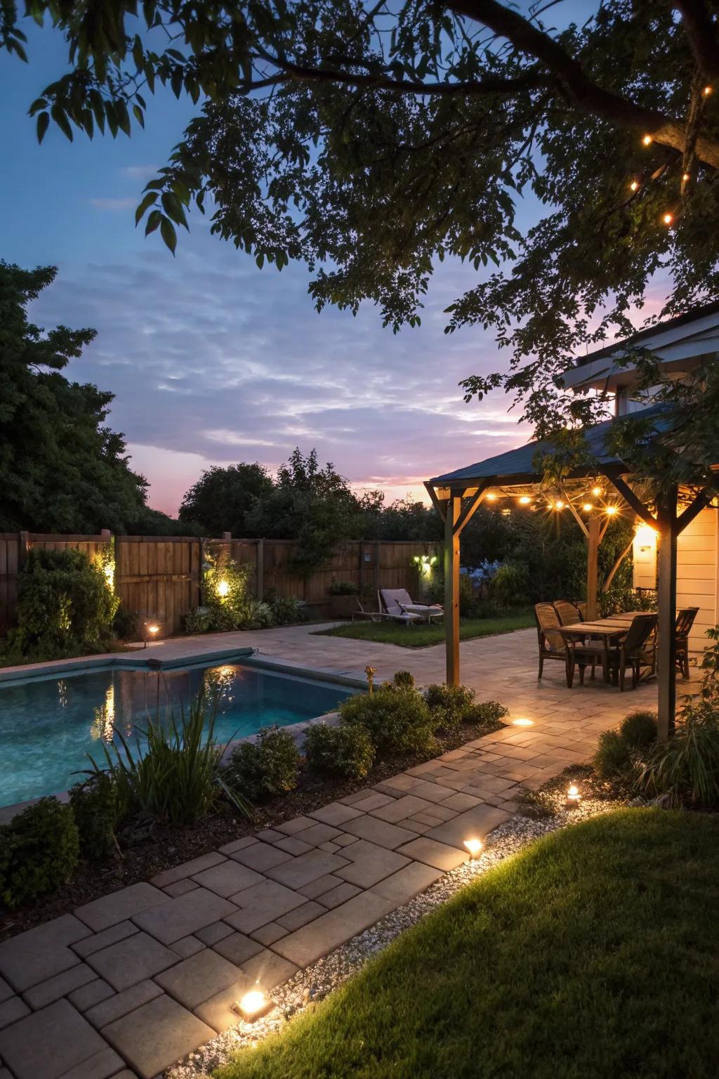 Design an enchanting nighttime atmosphere with solar illumination.