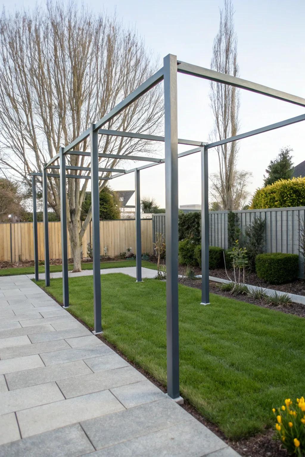 Present contemporary elegance with metal framework supports in your garden.