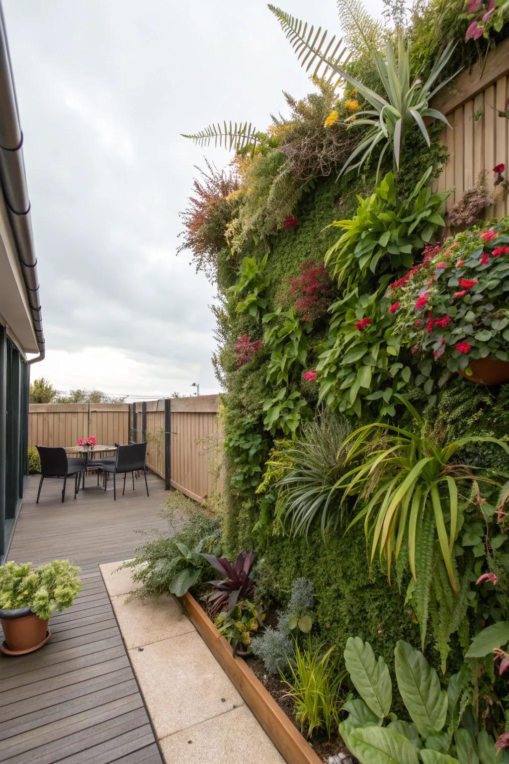 Living panels add greenery without compromising area.