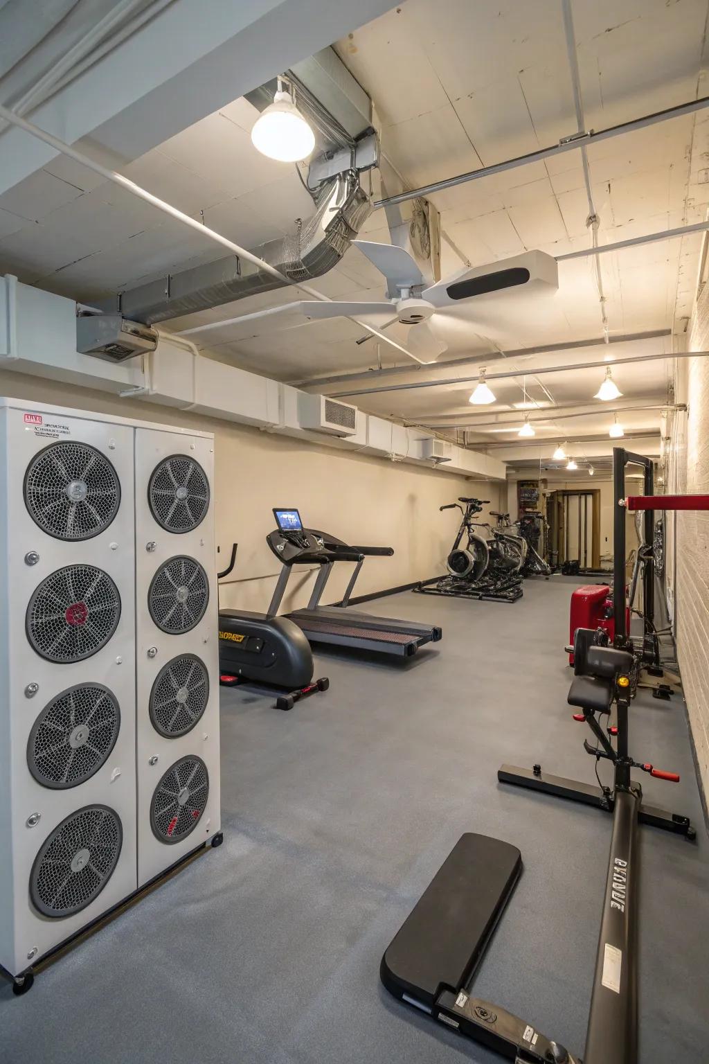 Good airflow is critical for a relaxed workout environment.