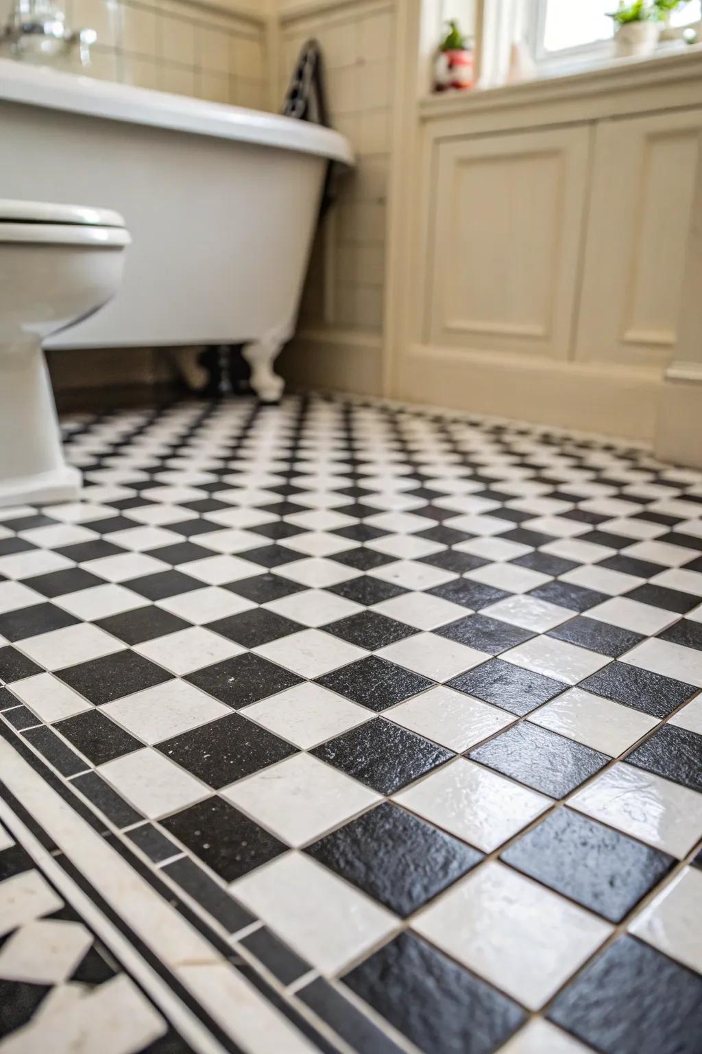 Draftboard floor coverings offer ageless allure.