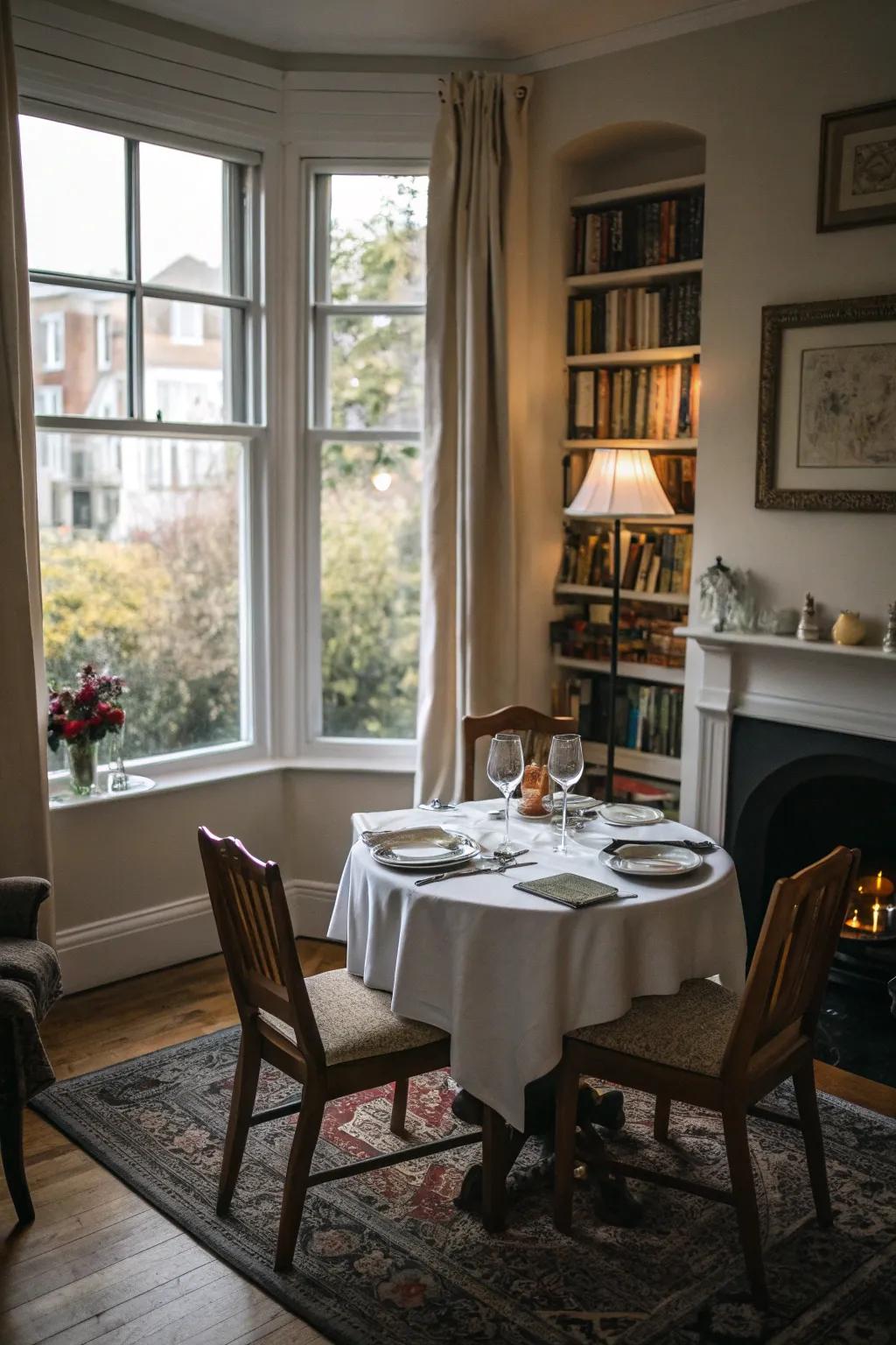 A dining nook by the window, ideal for leisurely meals with a view.