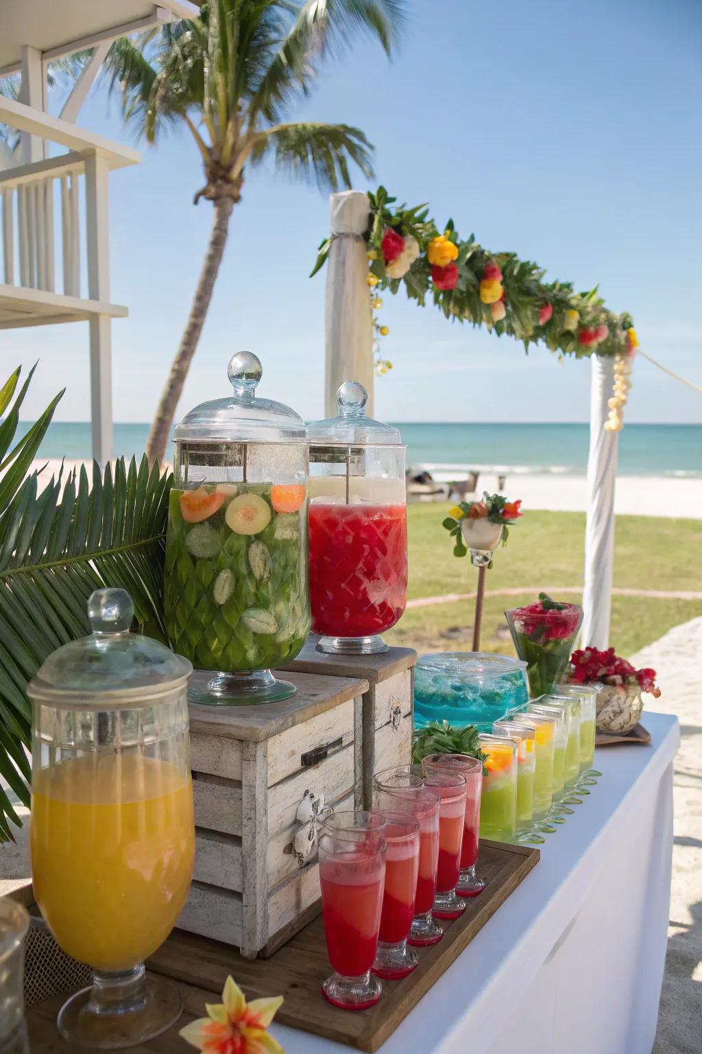 A revitalizing beverage station ensures guests stay hydrated and content.