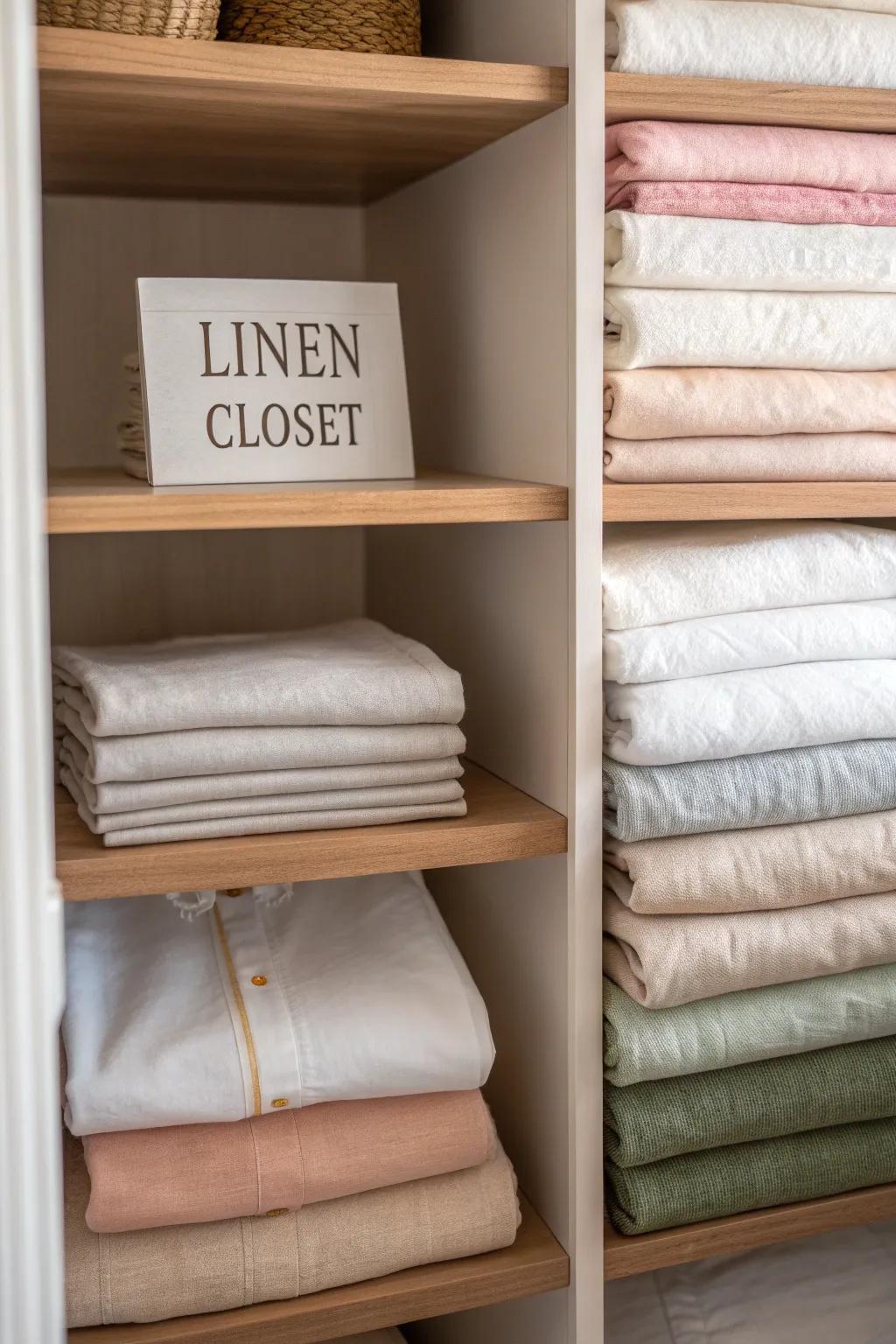 Adding decorative accents can transform your linen closet into a stylish attraction.