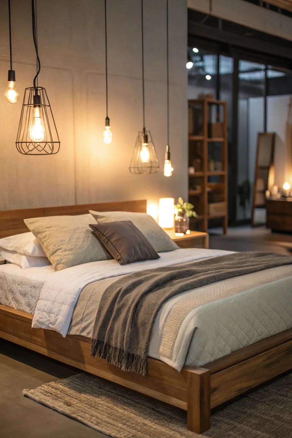 Delicate lighting creates a comfortable and inviting atmosphere.