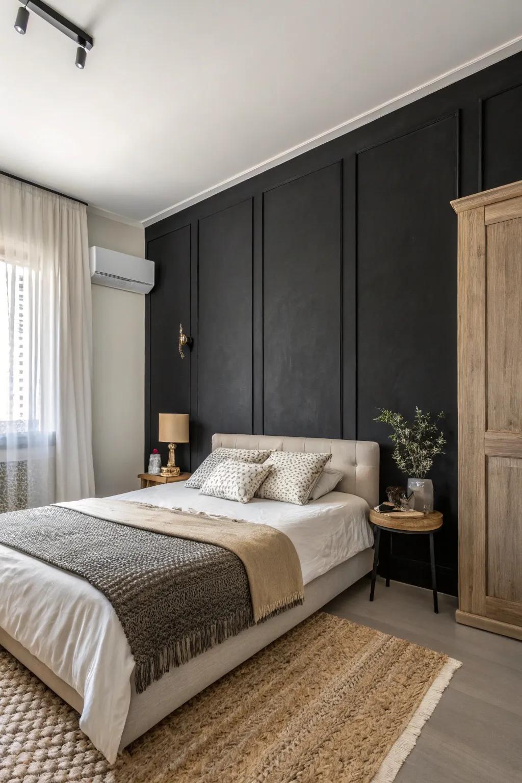 Flat black makes a striking statement in minimalist decors.