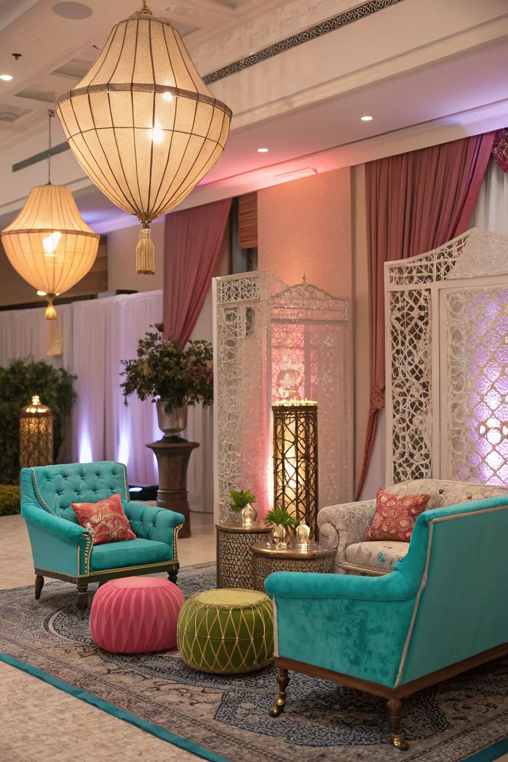 A themed party arrangement showcases a harmonious color scheme for a unified appearance.