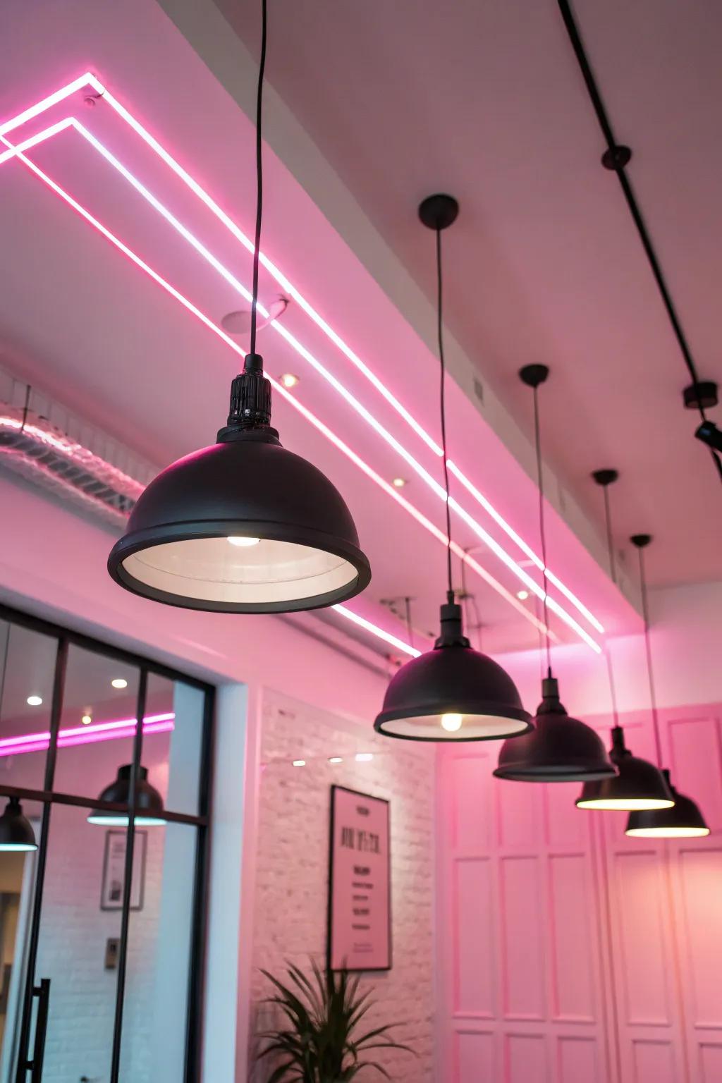 Modern illumination solutions bring contemporary flair to the space.