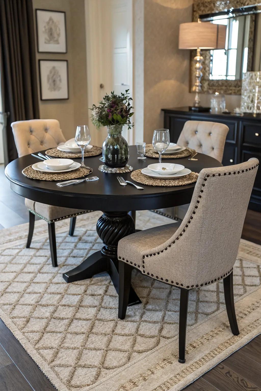 Textures enhance the cozy ambiance of your dining space.