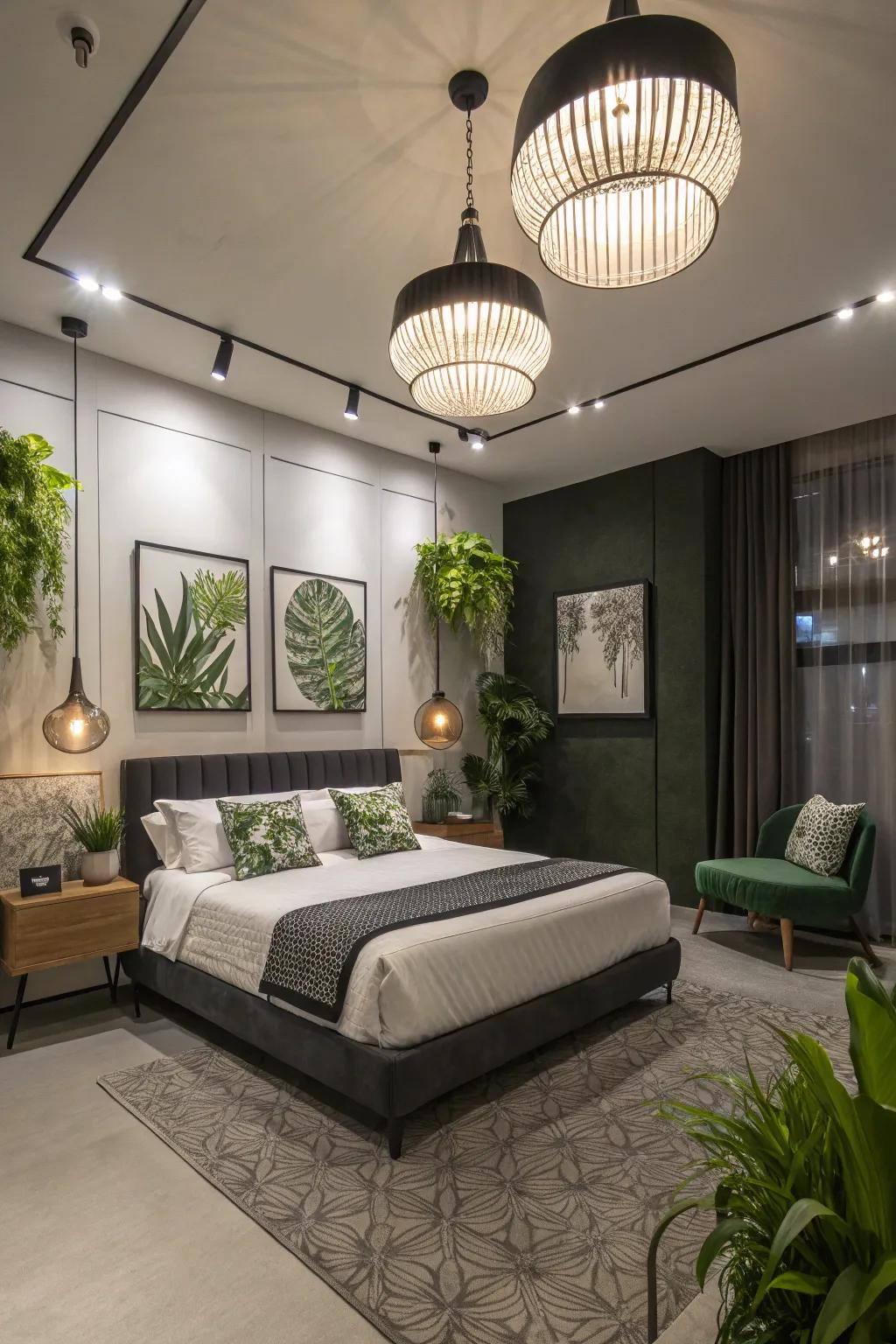 Sleek illumination fixtures enhance the room's modern feel.
