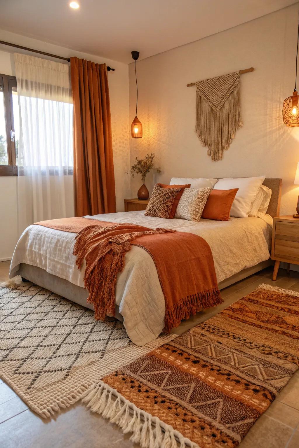 A textured rug adding style and warmth.