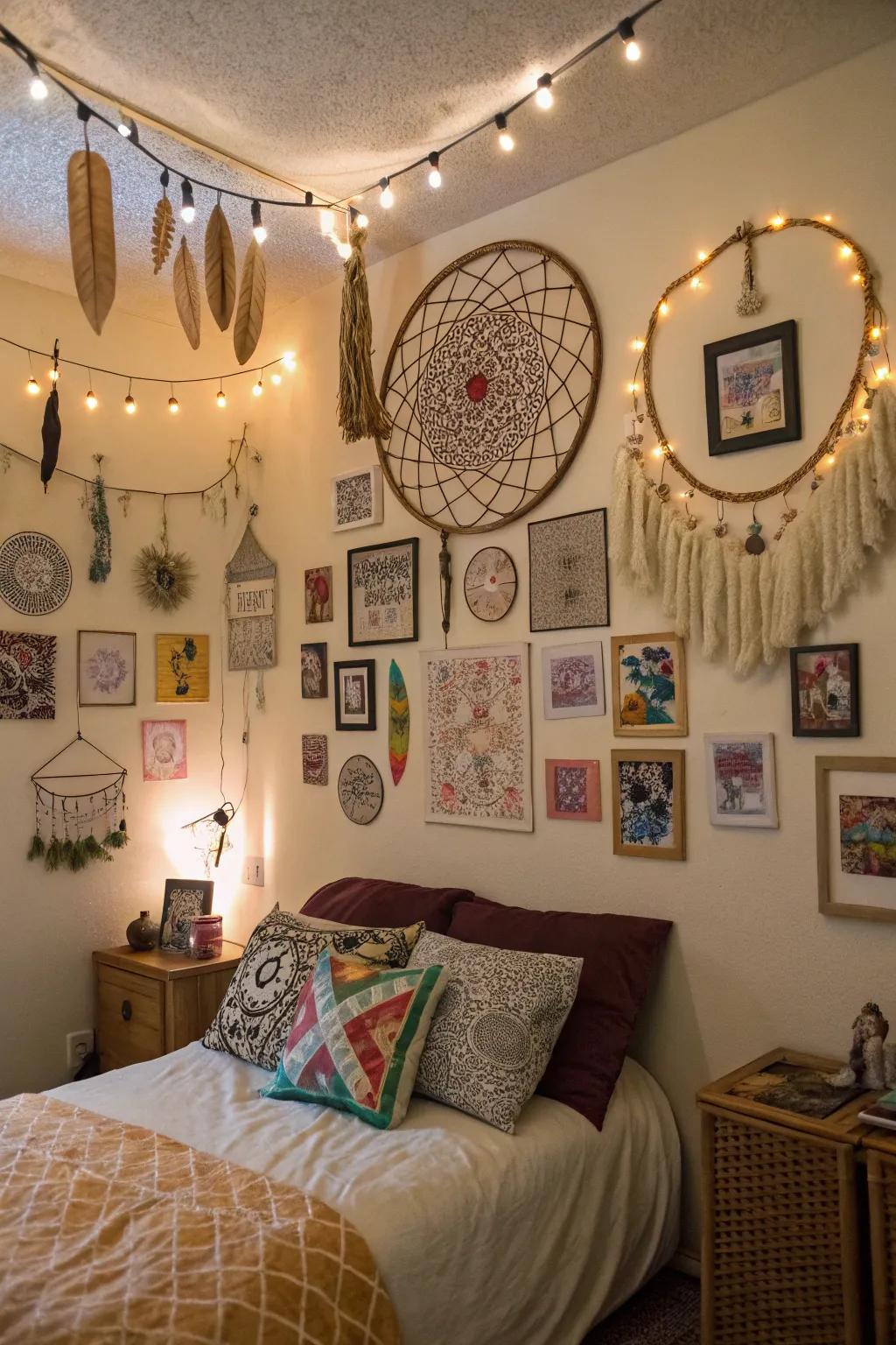 Personalized decorative pieces make a bohemian room truly exceptional.