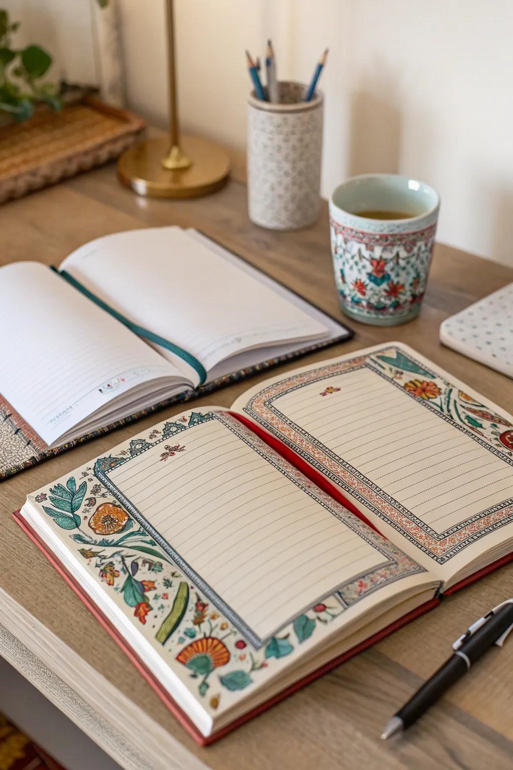 Artistic borders transform documenting into a pleasurable experience.