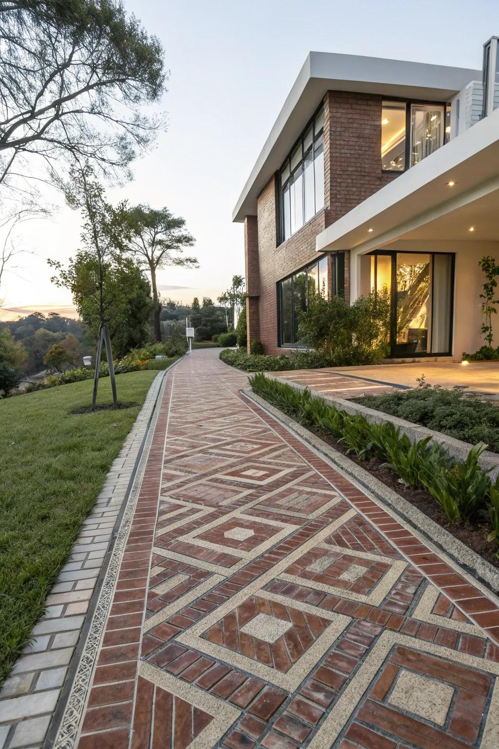 Geometric patterns: Modernize your walkway's blueprint.
