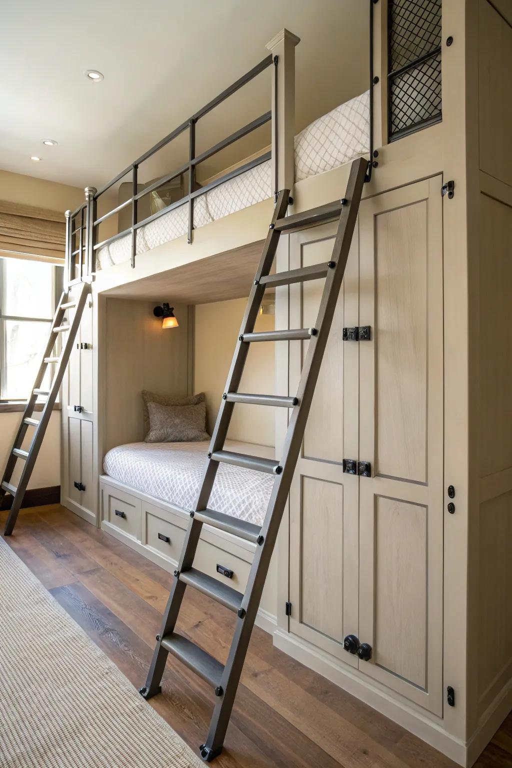 Secure and protected: highlight safety with thoughtfully designed bunk beds.