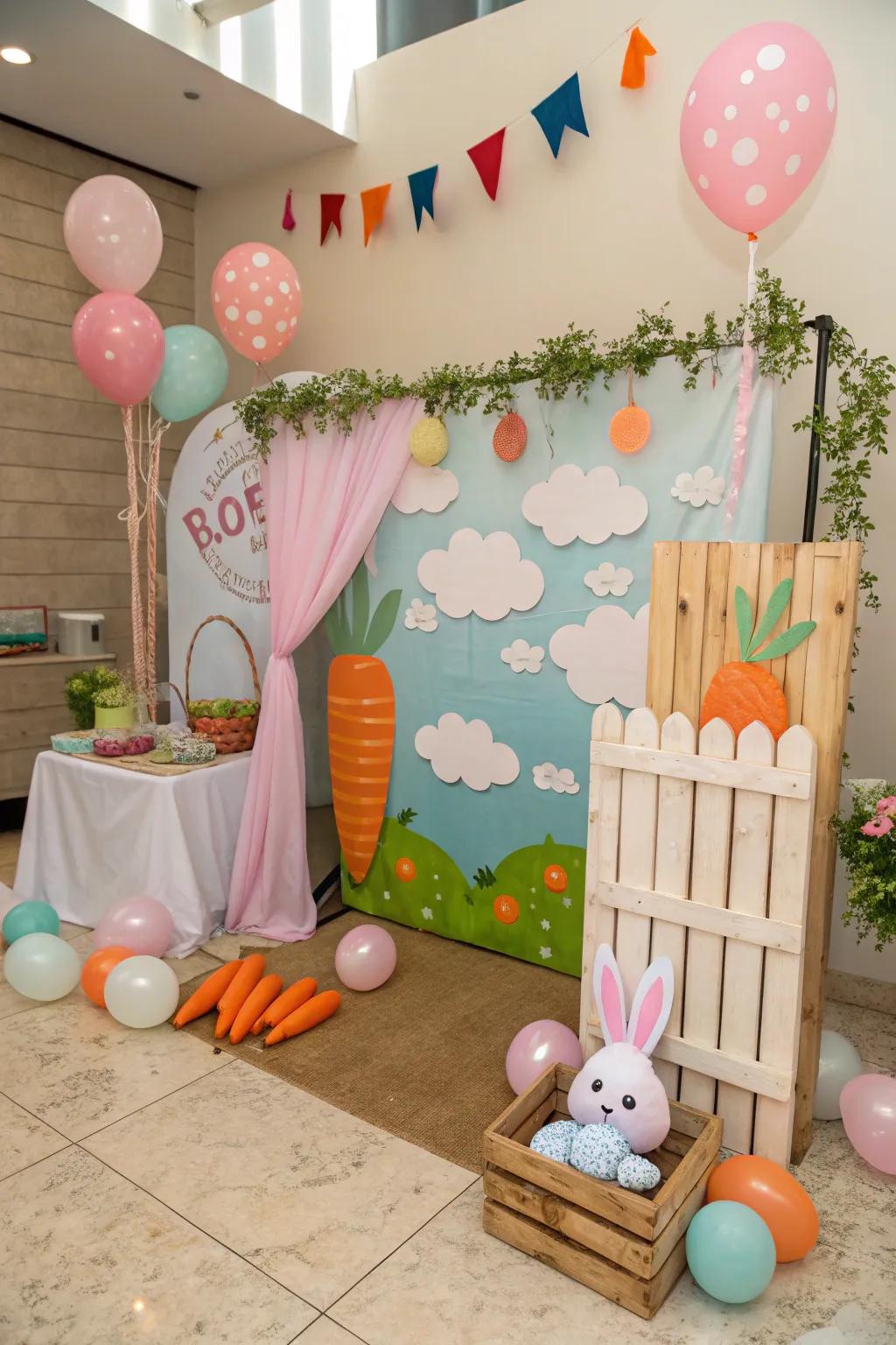 A fun bunny-themed photo booth for capturing memories.