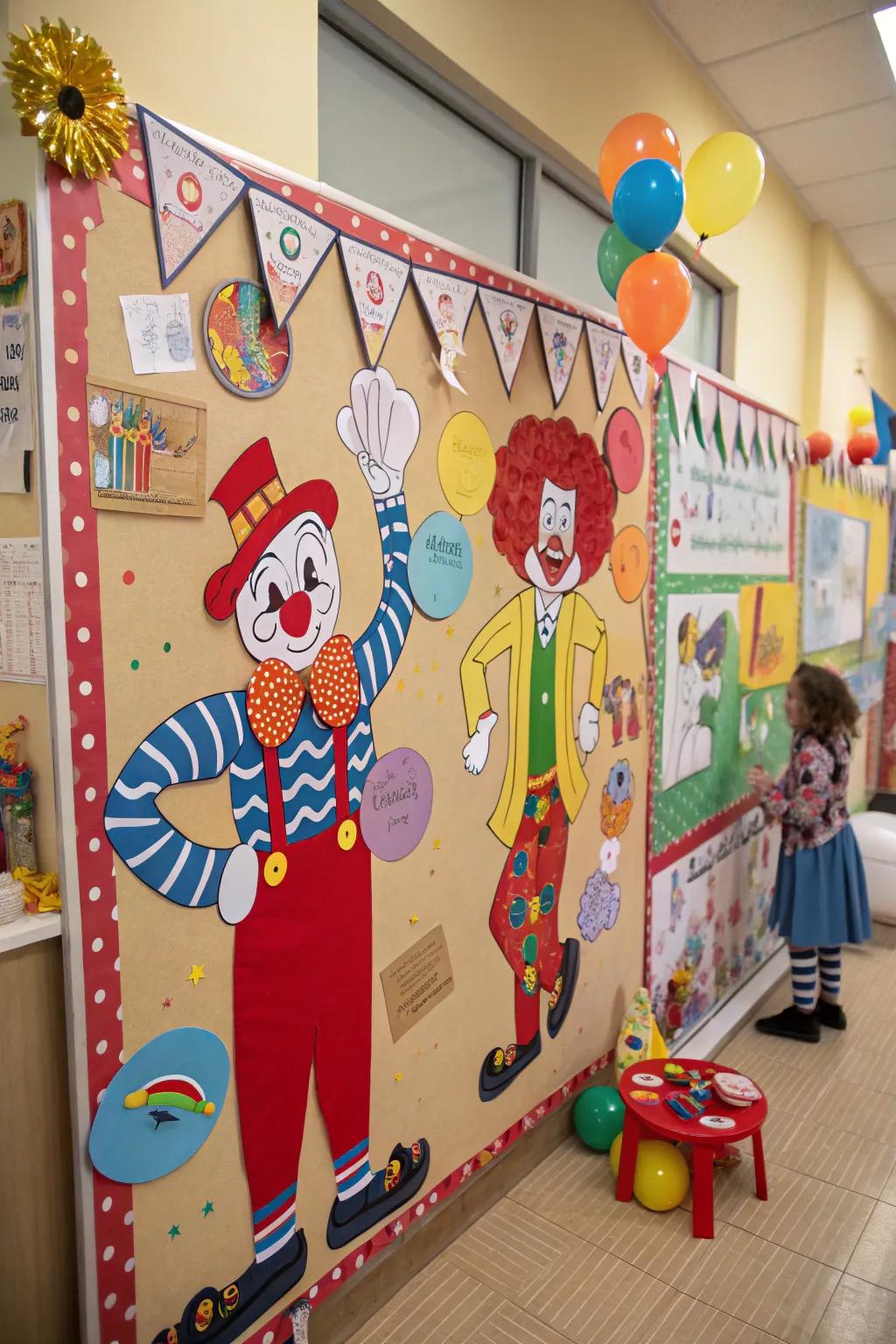 Clowns and performers inject a dose of humor and charm into the carnival aesthetic.
